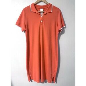 Madeleine Orange Short Sleeve Polo Shirt Dress White Tipped UK sz 16, US sz 12